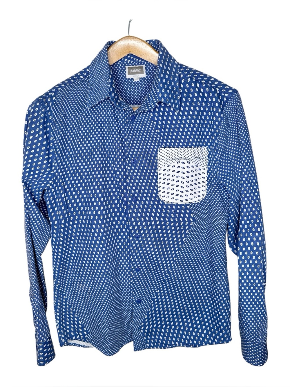 Altamont Button Down Polka Dot Shirt Size Medium Blue White Skater Streetwear